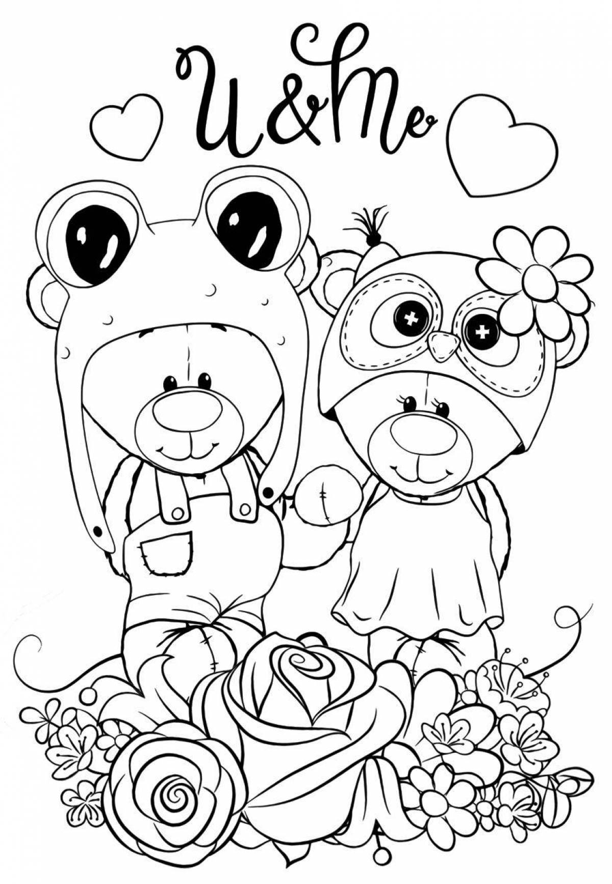 Joyful cute bear coloring book