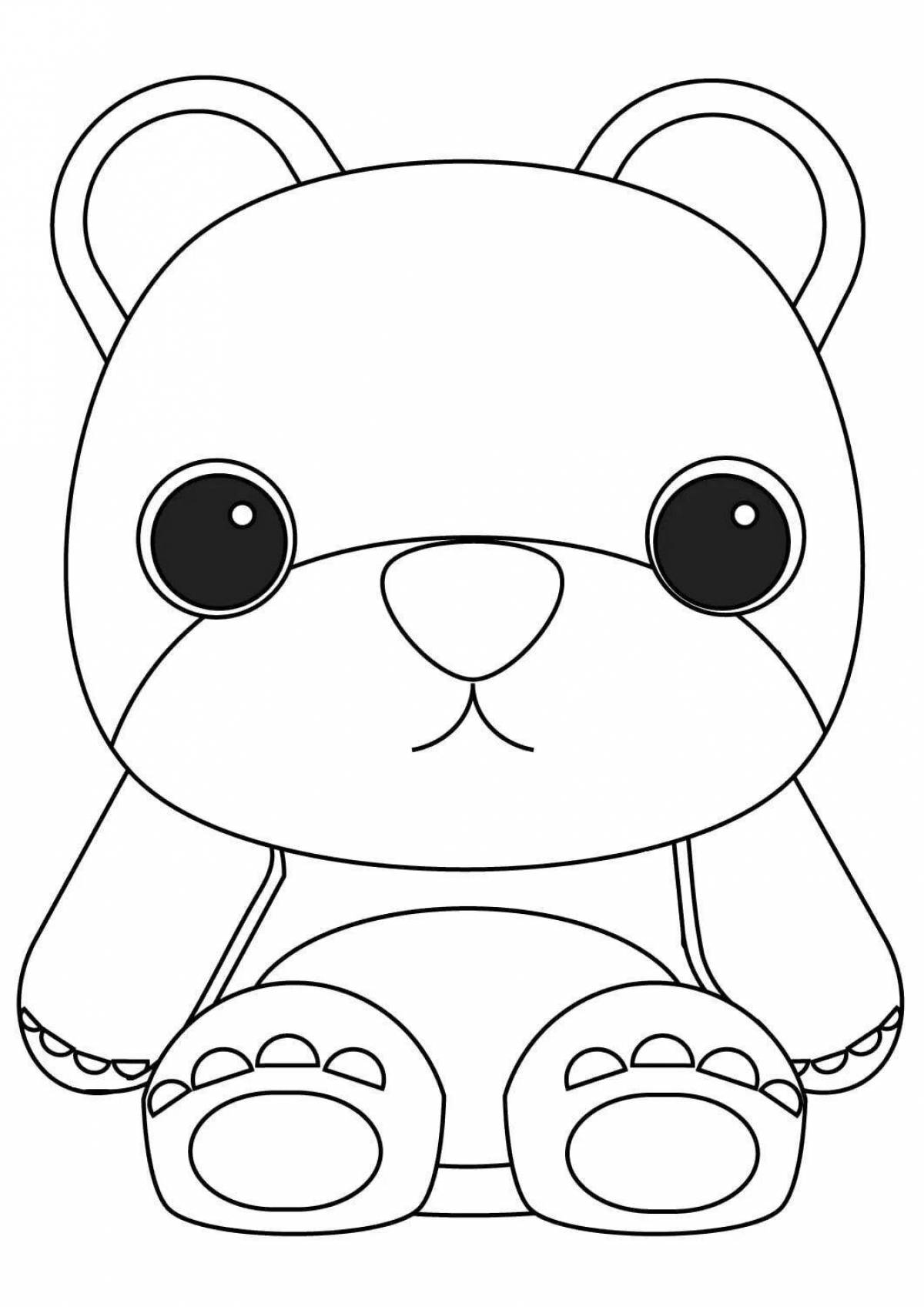 Coloring book fluffy cute bear