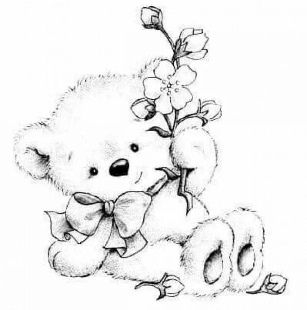 Cute bear hugging coloring page