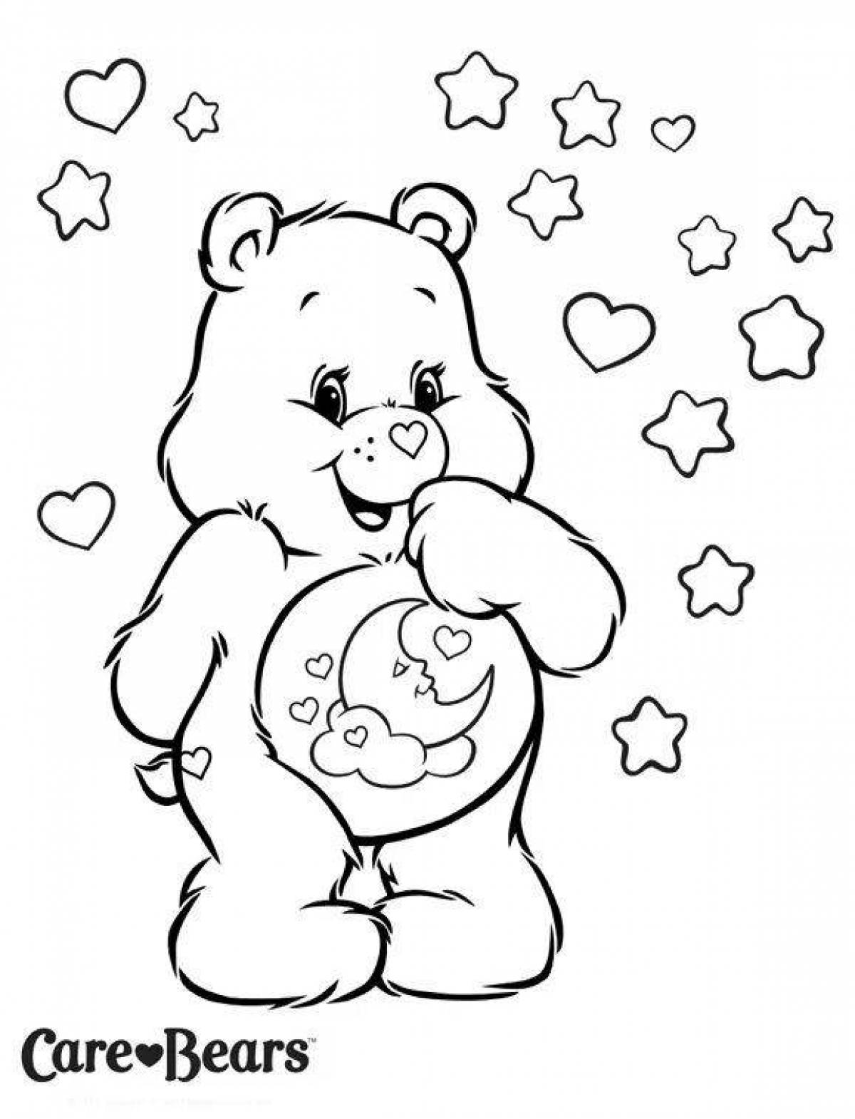 Милый и улыбающийся медведь раскраска