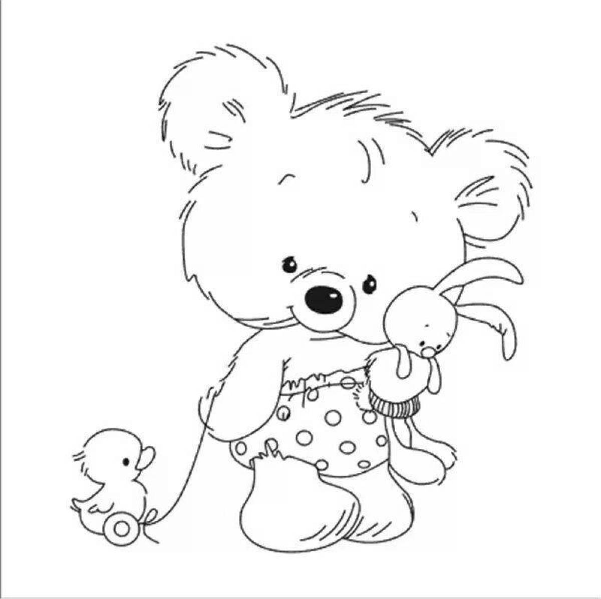 Coloring glossy cute bear