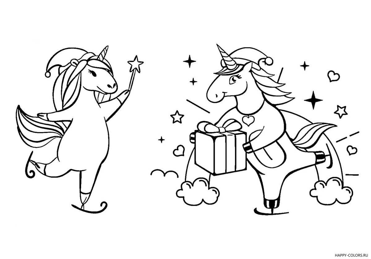 Fun coloring unicorn christmas