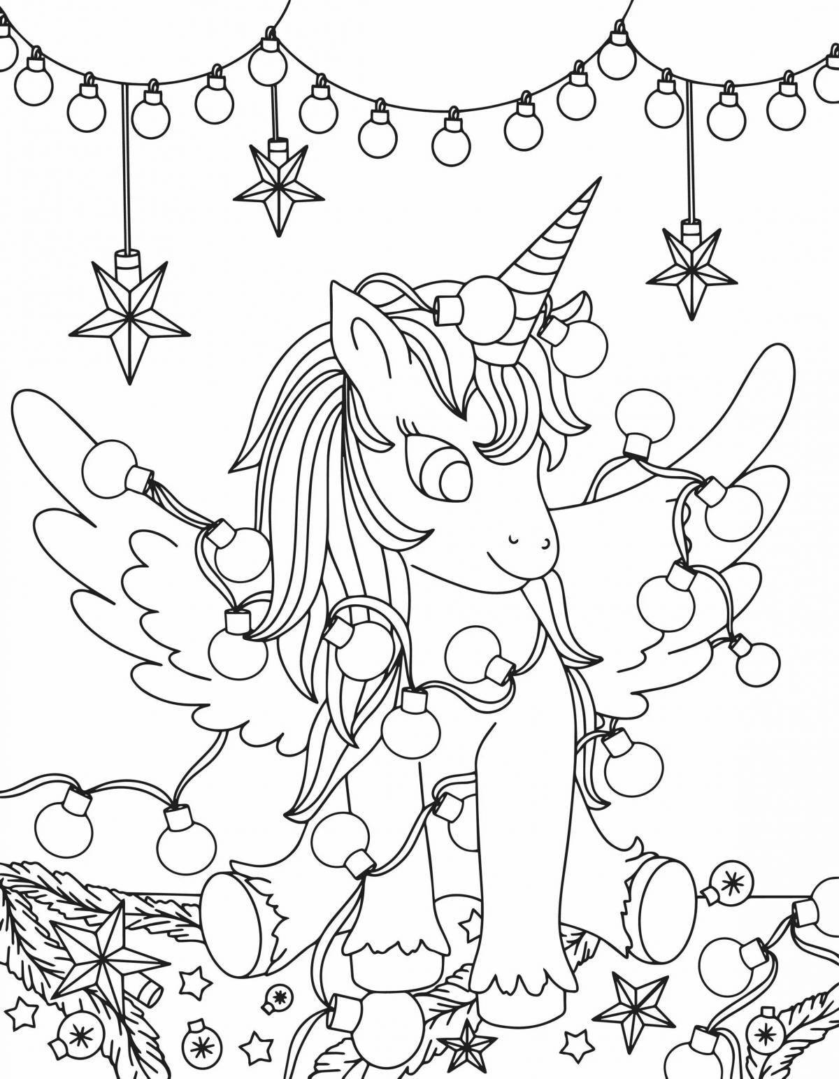 Splendorous coloring page unicorn christmas