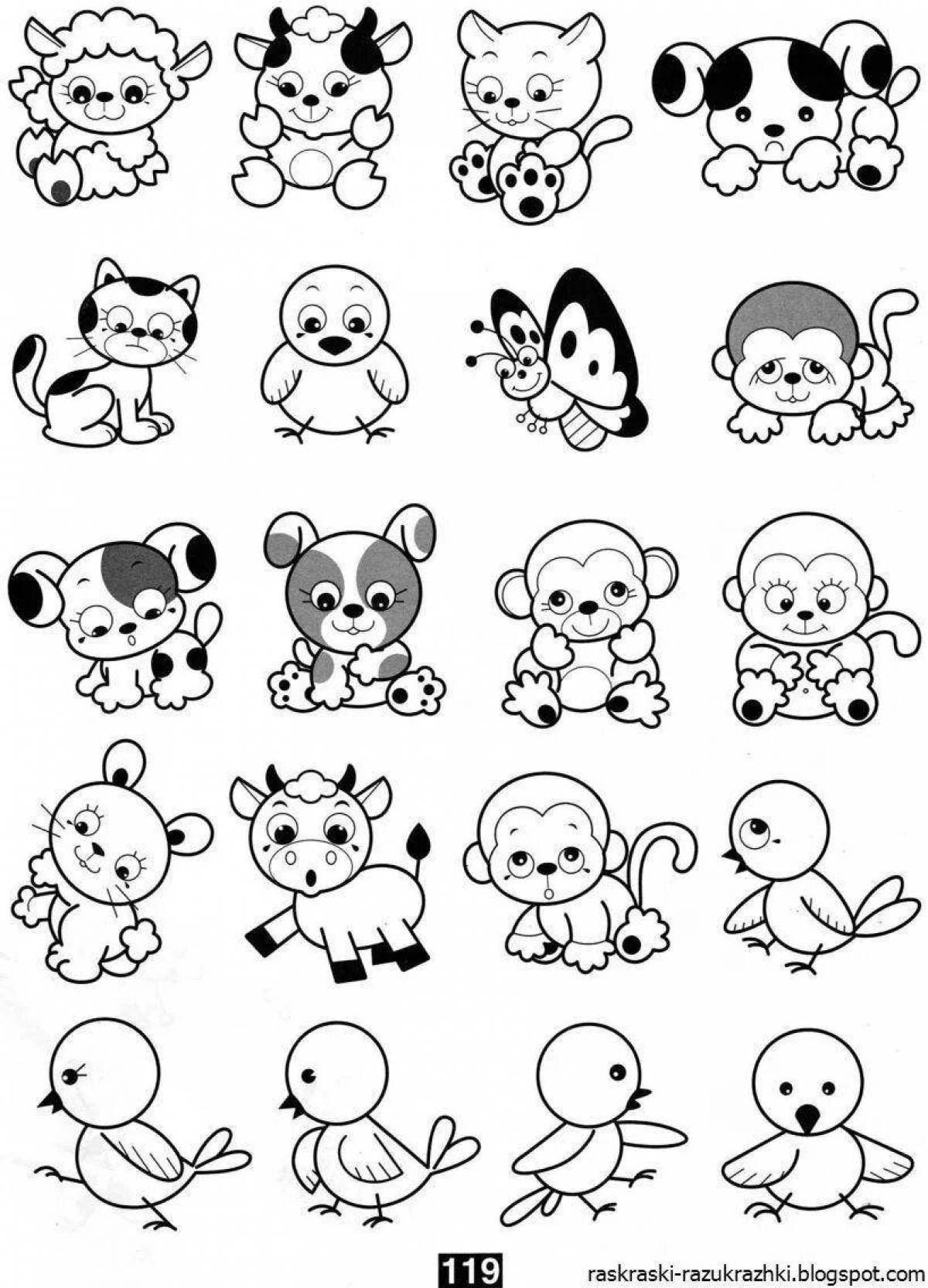 Tiny coloring pages small animals