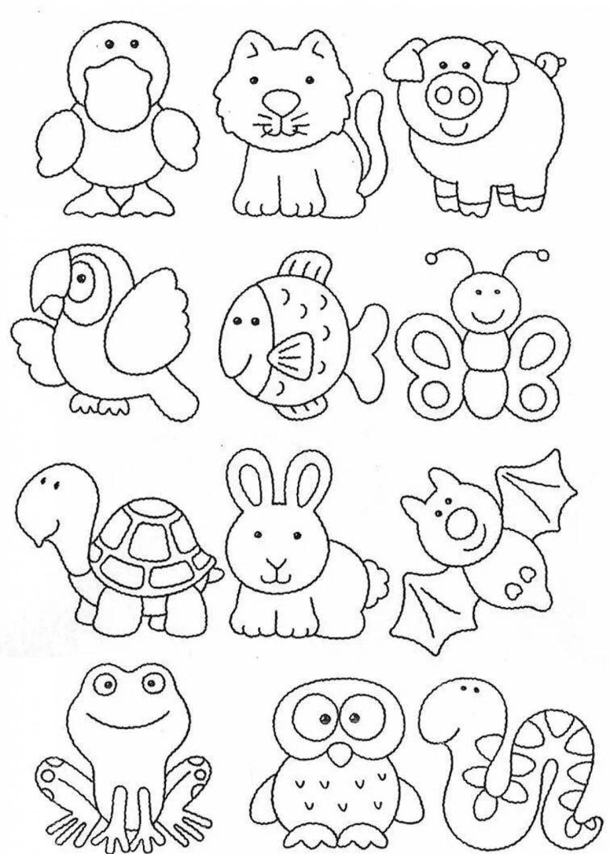 Waggish small animals coloring page