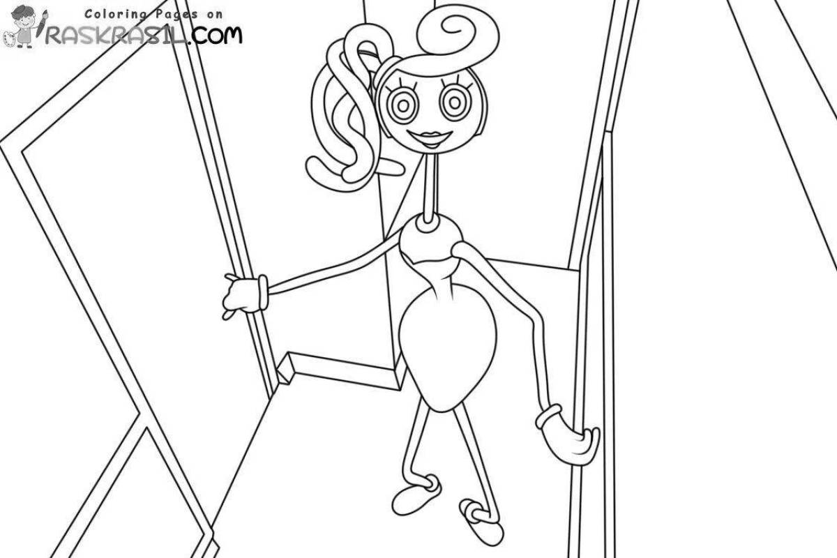 Coloring page playful daddy with long legs