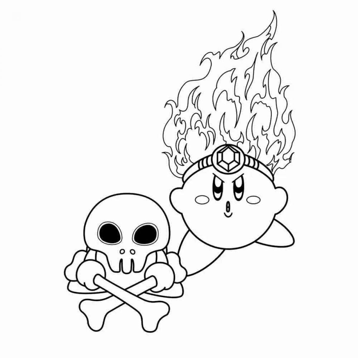 Coloring book flaming fire and water