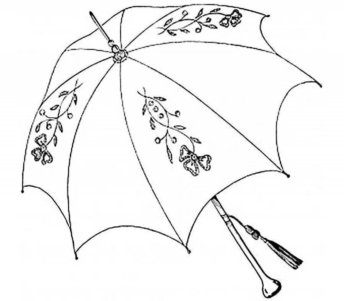 Красочная и веселая раскраска зонтик для детей