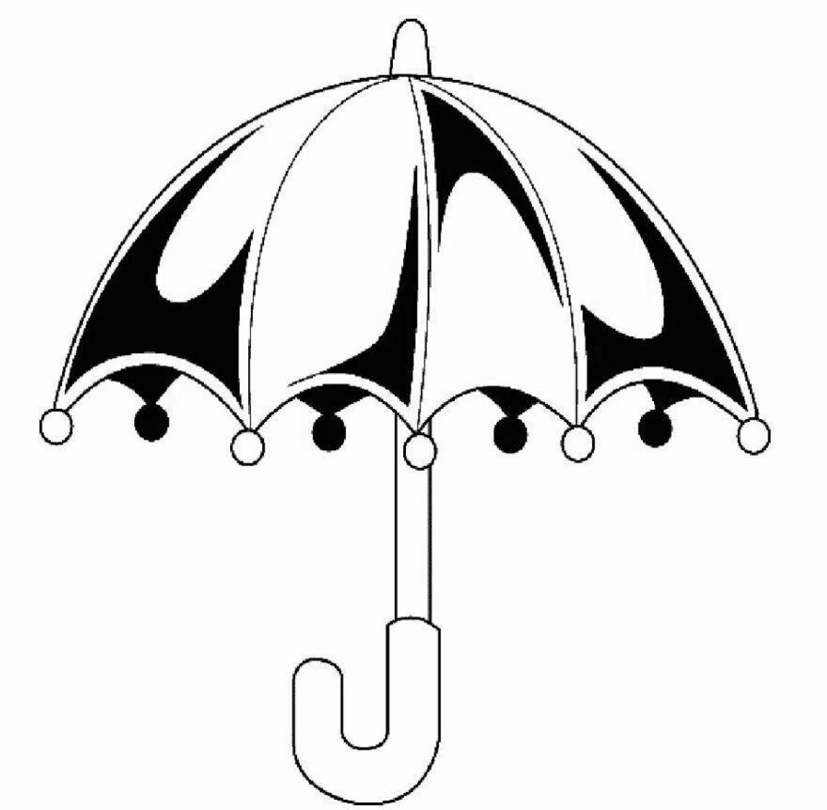 Красочная и яркая раскраска зонтик для детей