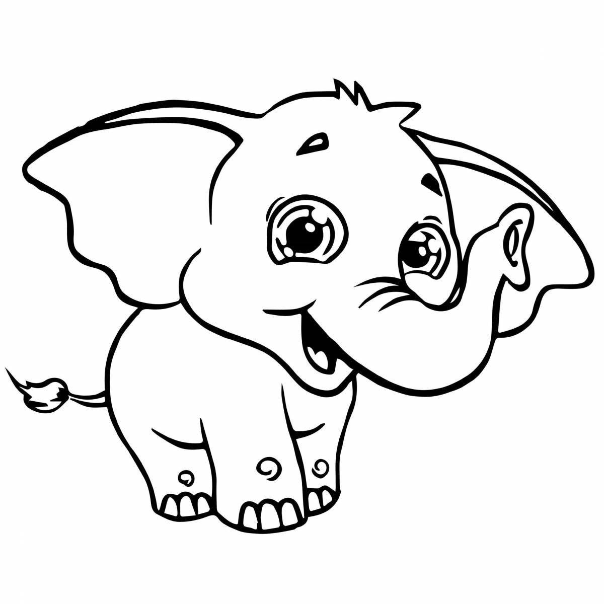 Colorful elephant coloring page for kids