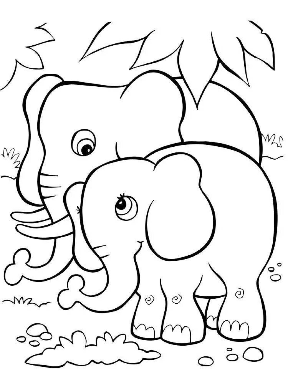 Fancy elephant coloring for kids