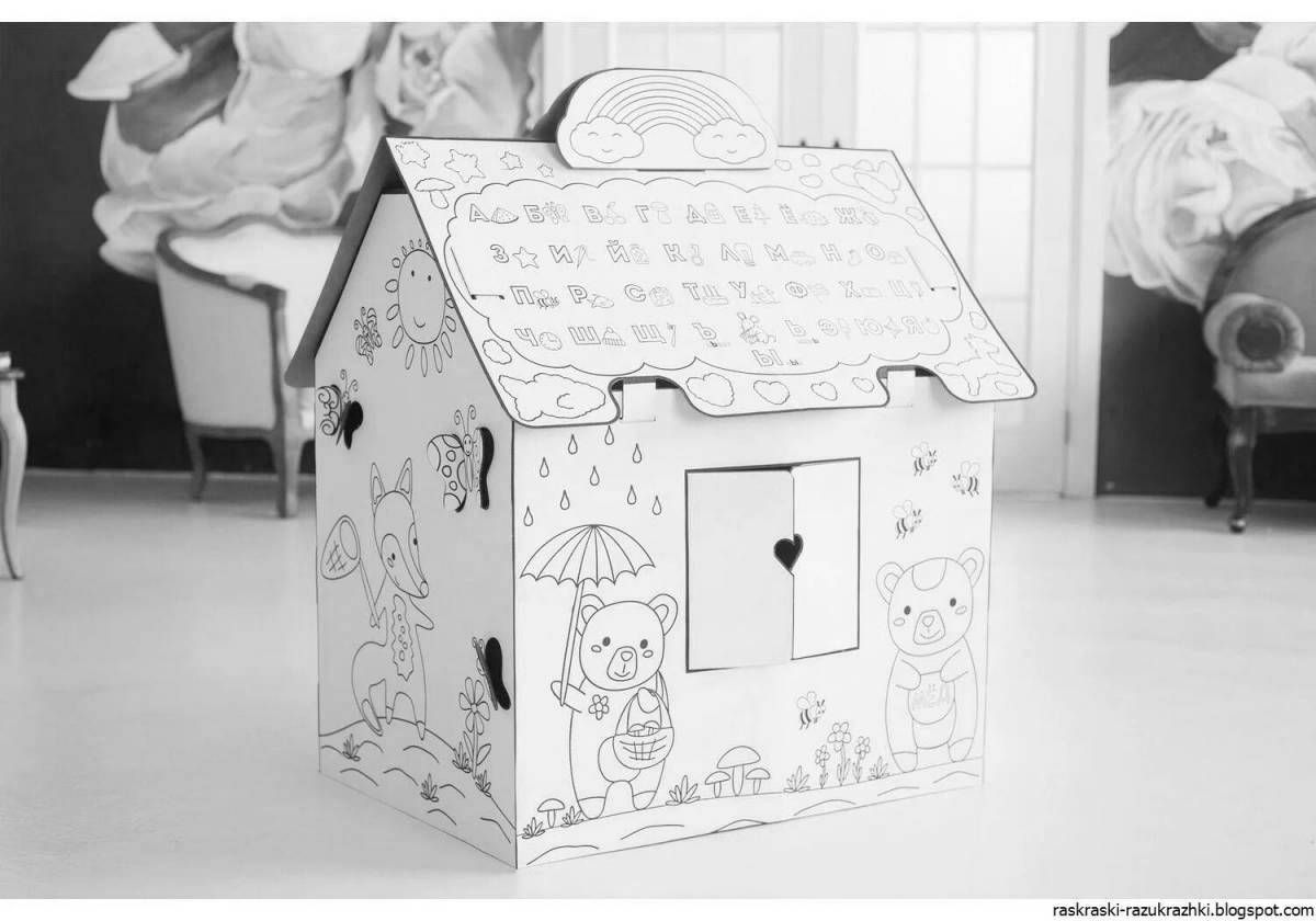 Великолепный картонный домик раскраски для детей