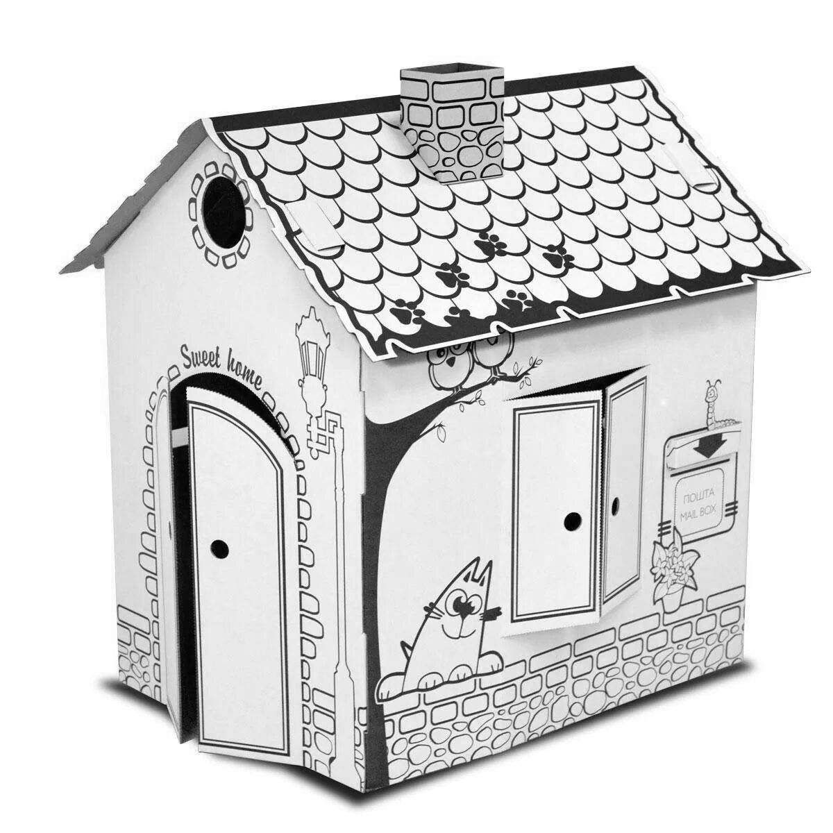 Amazing cardboard house coloring book for kids