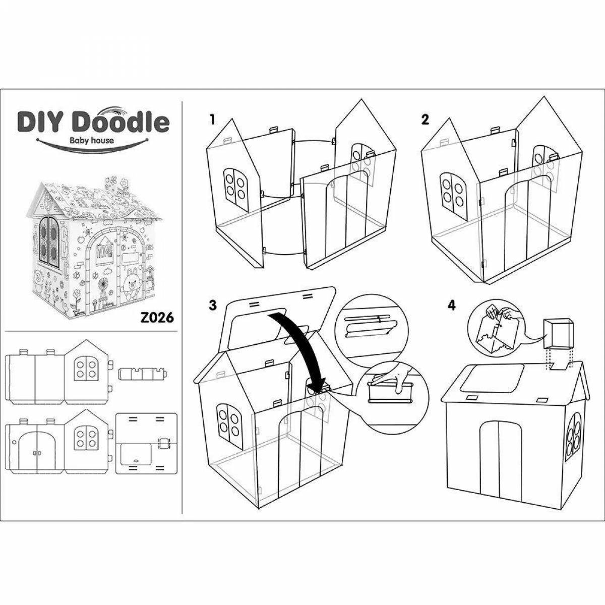 Adorable cardboard house coloring book for toddlers