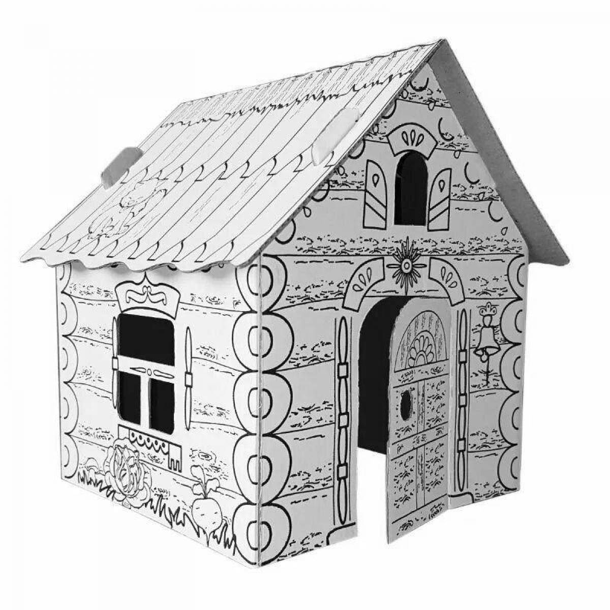 Великолепный картонный домик раскраски для малышей