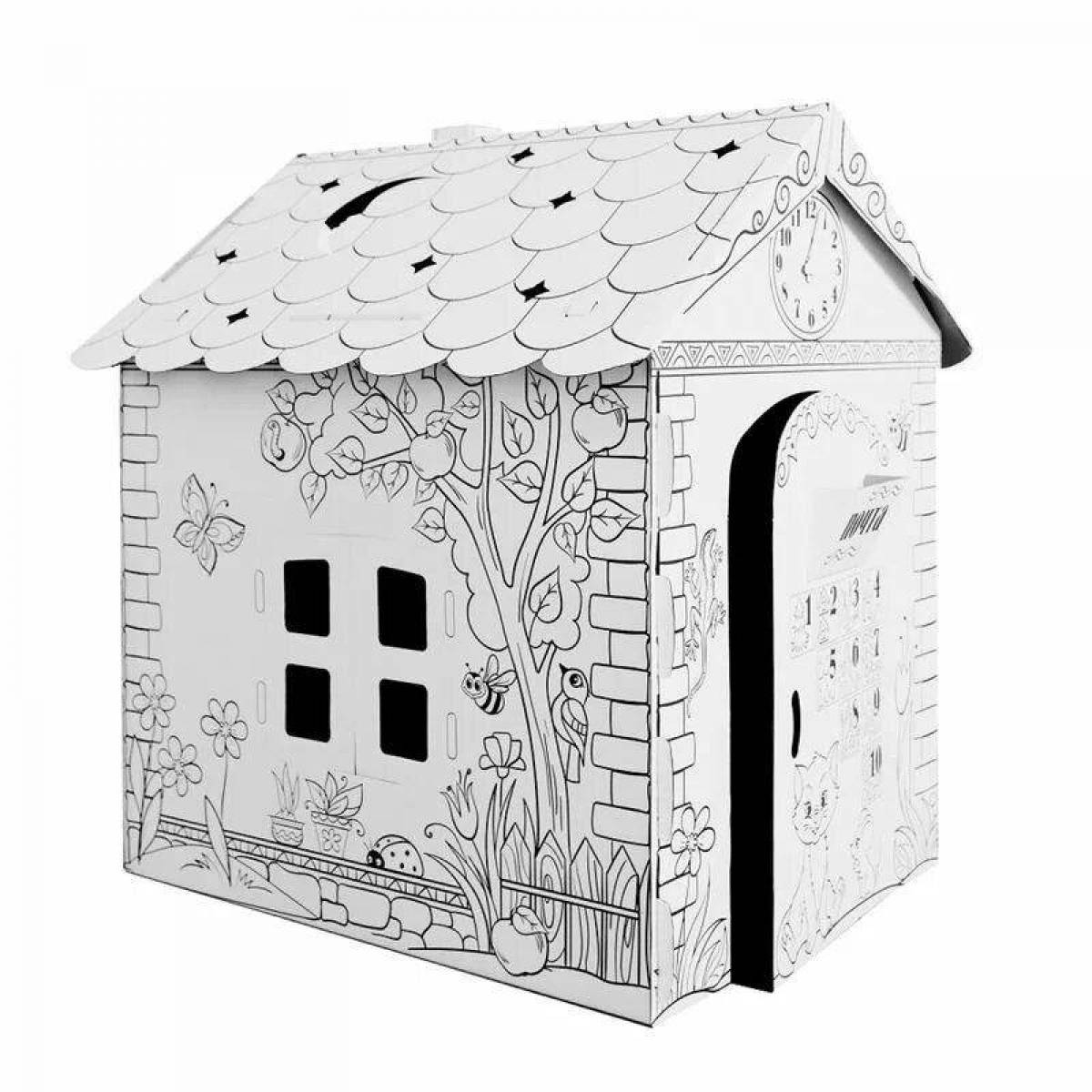 Раскраска экзотический картонный домик для детей