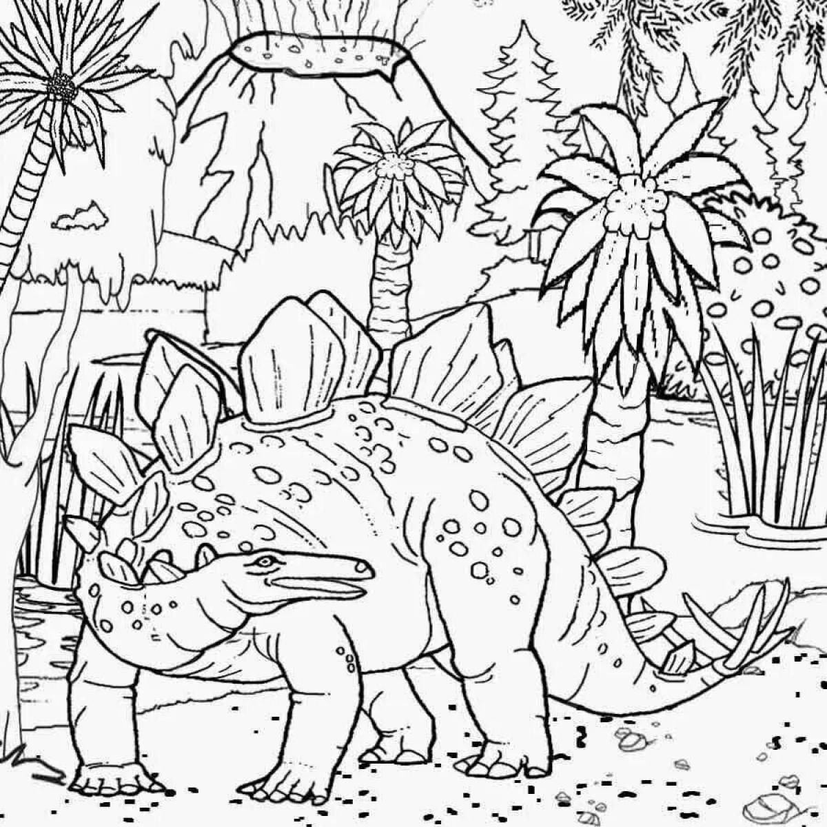 Раскраски с игривыми динозаврами для детей 7-8 лет