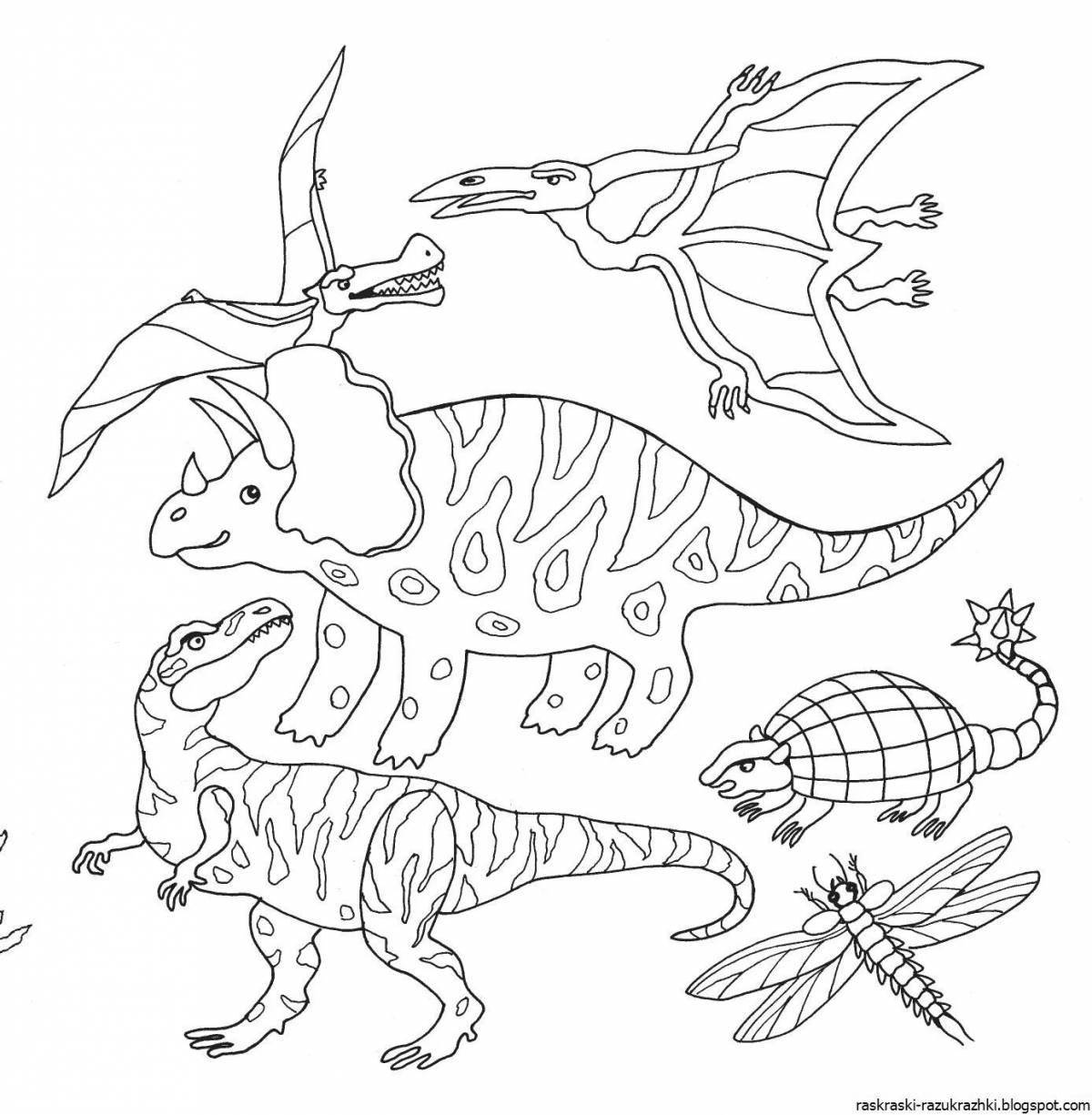 Веселая раскраска динозавров для детей 7-8 лет