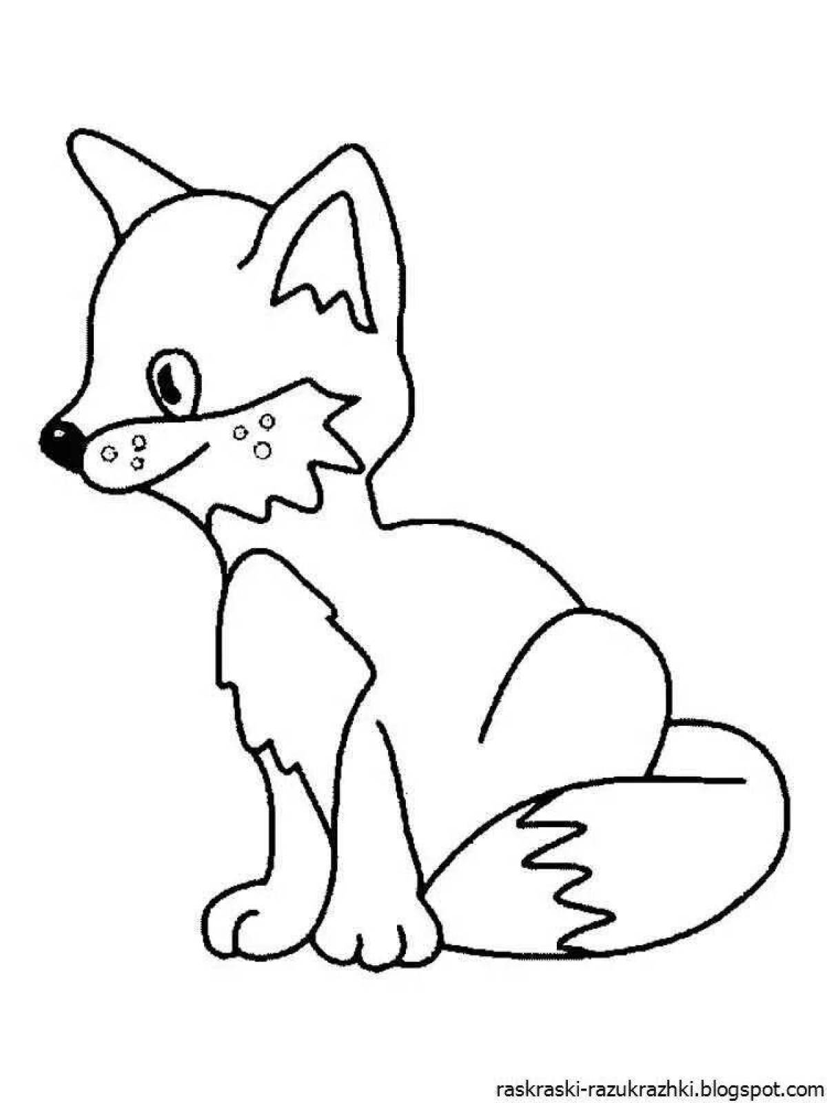 Colourful fox coloring book for children 3-4 years old