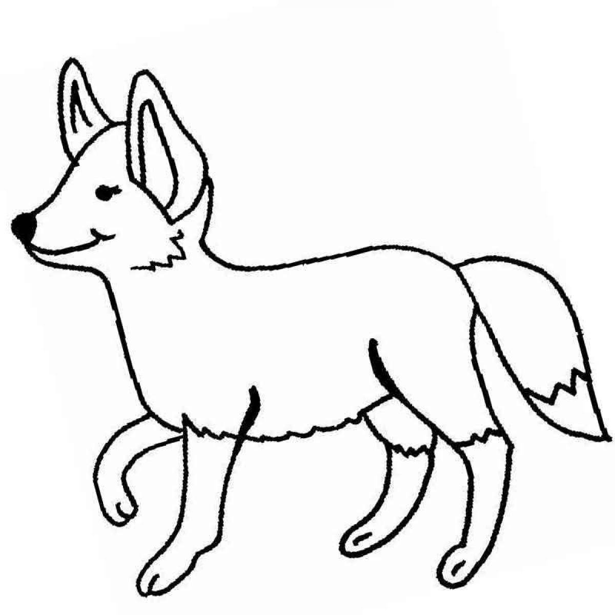 Fun coloring fox for children 3-4 years old