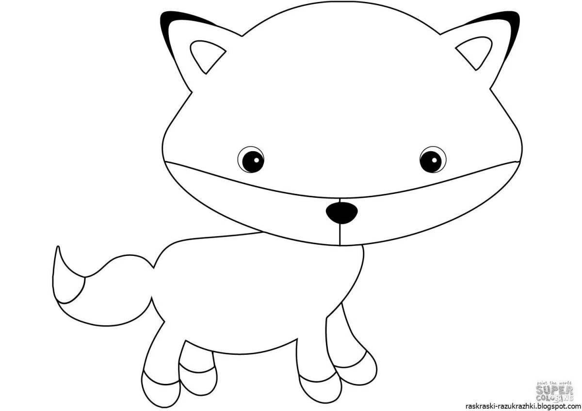 Coloring book sweet fox for children 3-4 years old