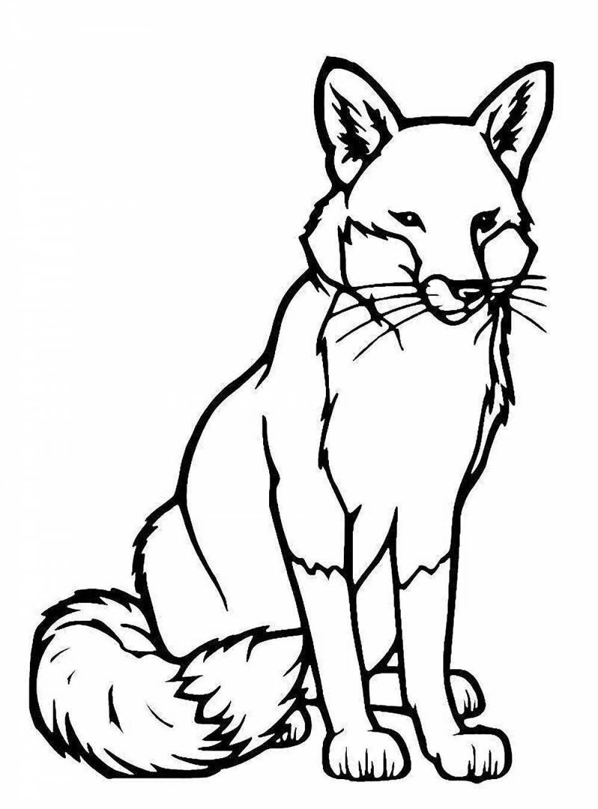 Coloring book funny fox for children 3-4 years old