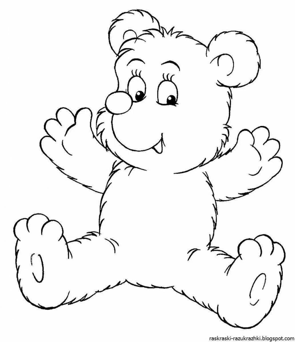 Coloring book happy bear for children 2-3 years old