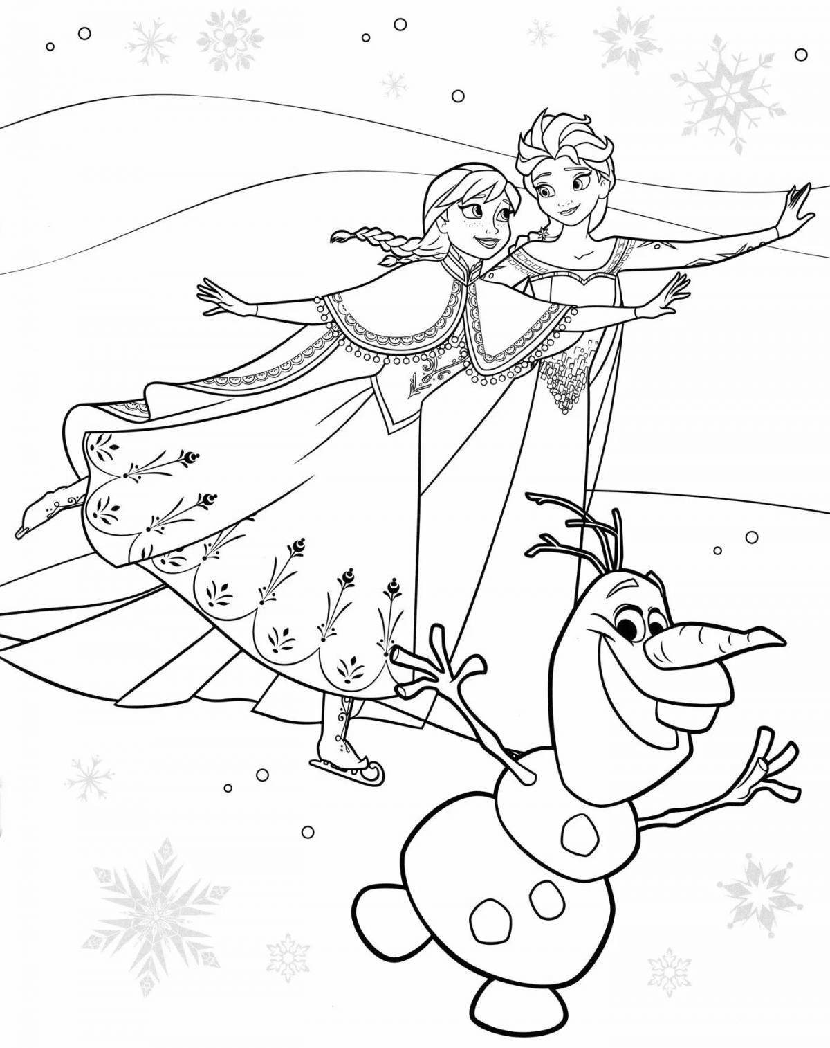 Glitter Frozen coloring page for 5-6 year olds