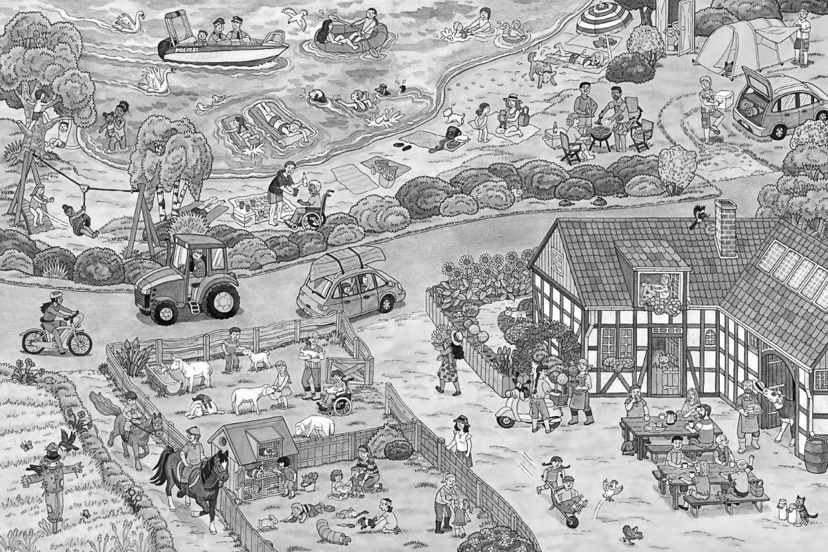 Радостная раскраска виммельбух