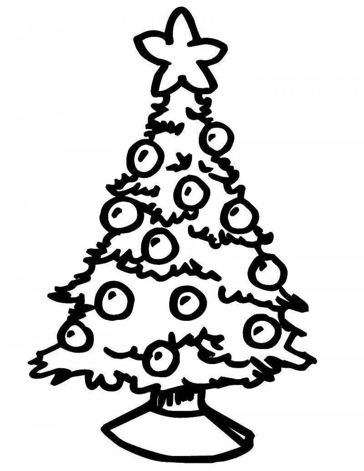 Coloring book dazzling Christmas tree