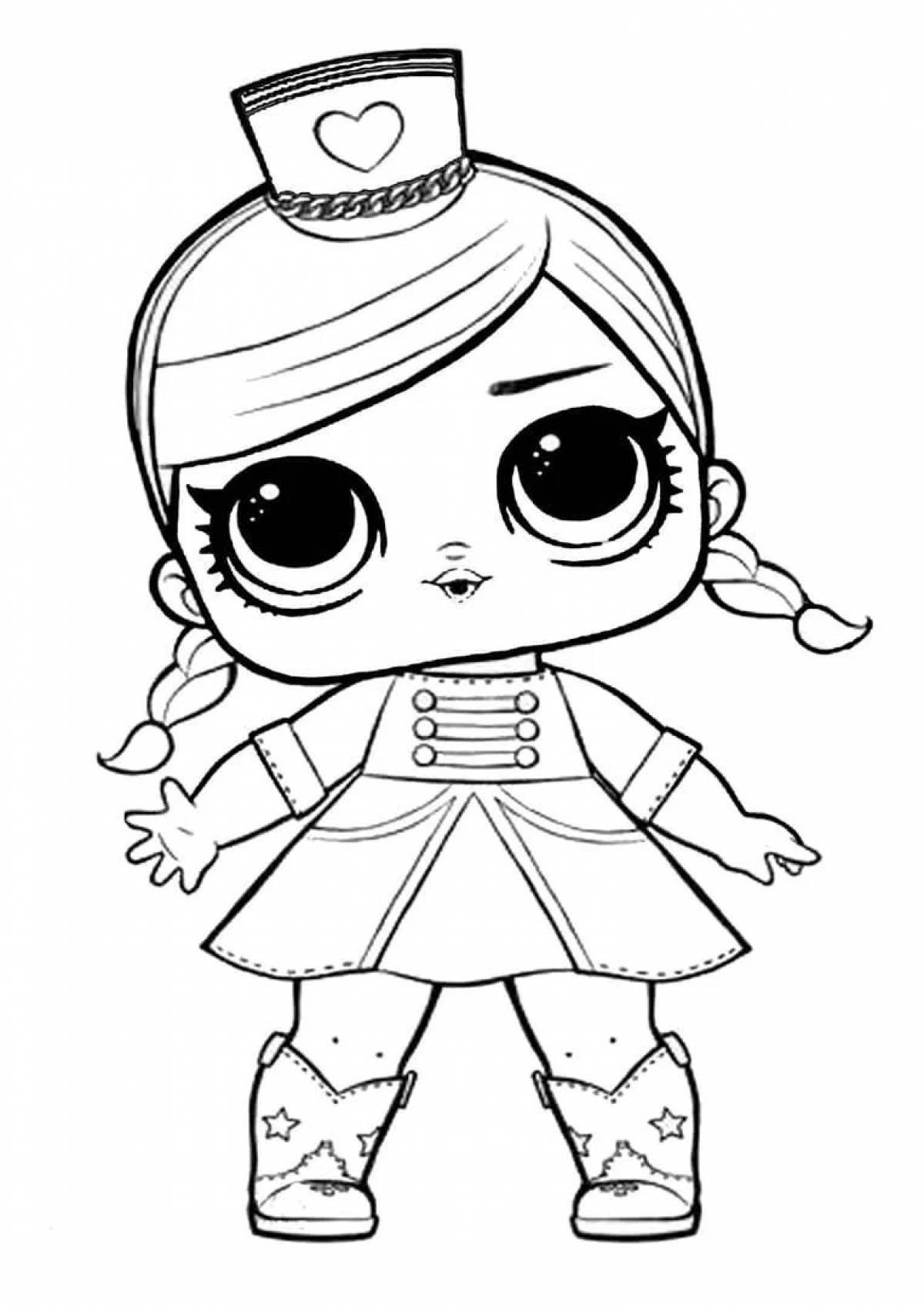 Distinctive short doll coloring page