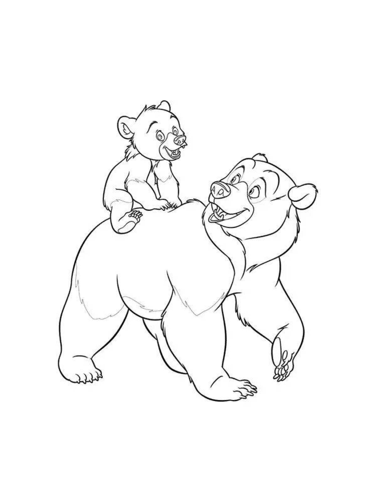 Медведица и Медвежонок раскраска для малышей