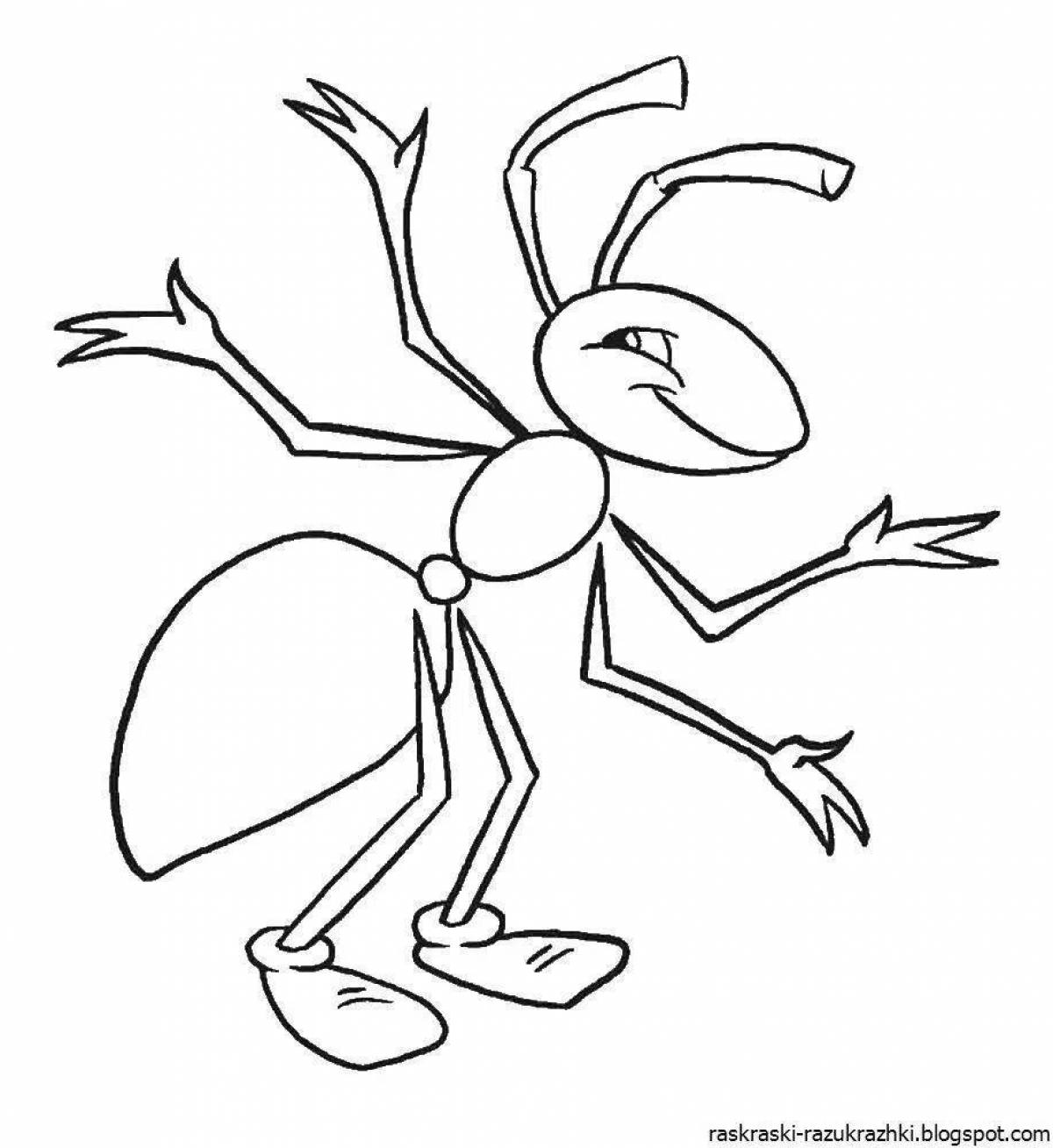 Cute ant coloring book for kids