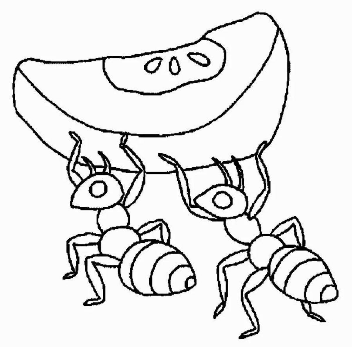 Веселый муравей раскраска для детей