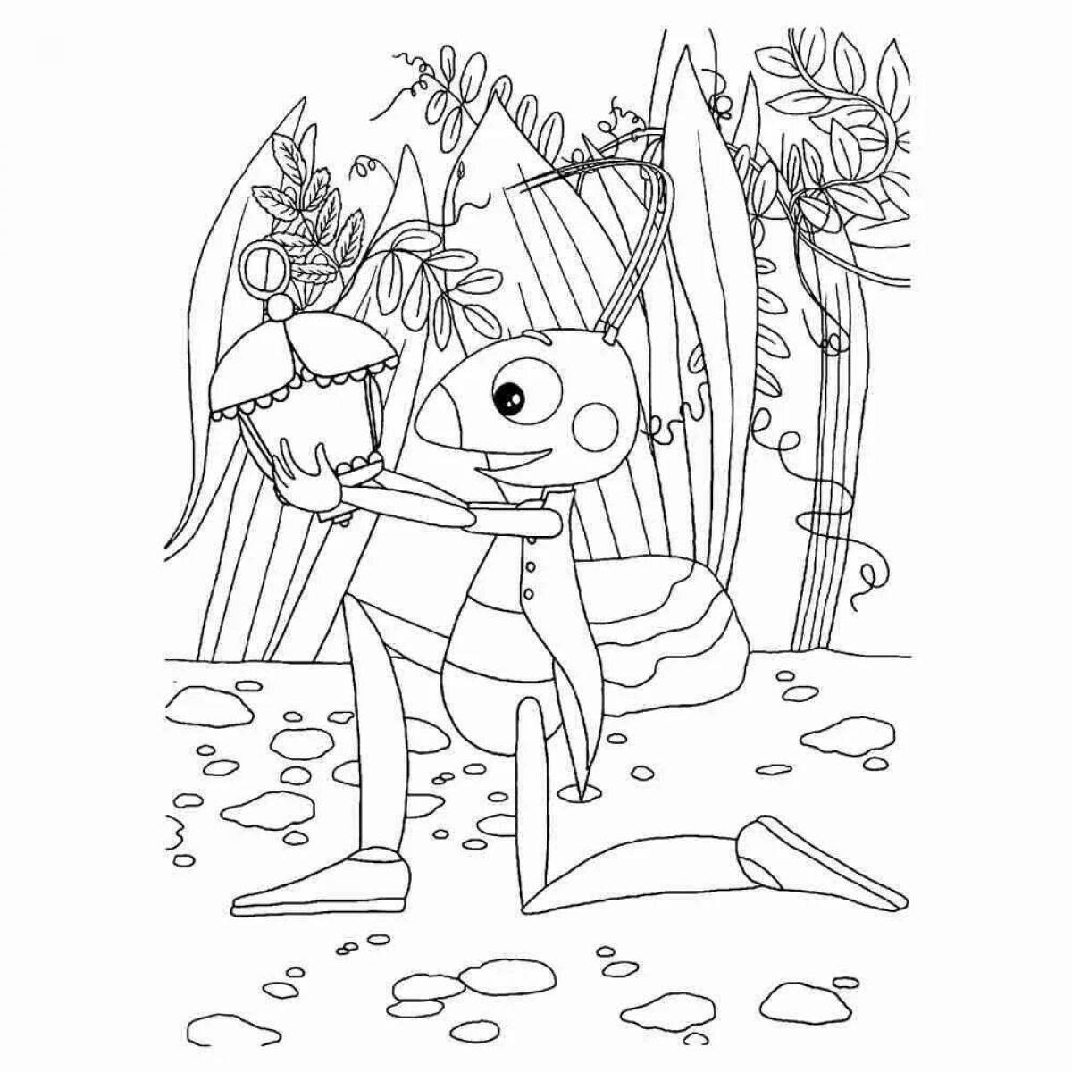 Coloring book playful Luntik and Kuzya