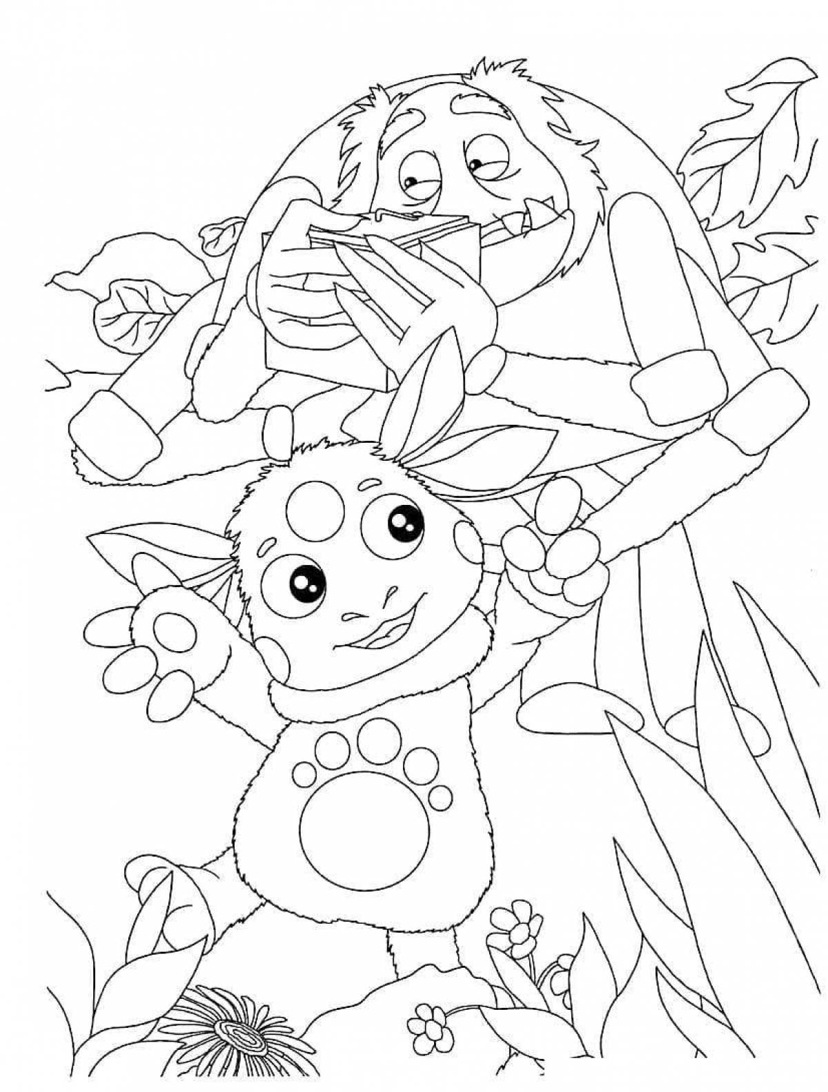 Coloring book charming Luntik and Kuzya