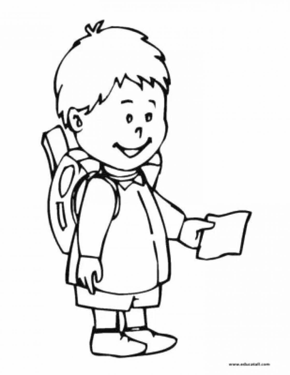 Раскраска мальчик с портфелем