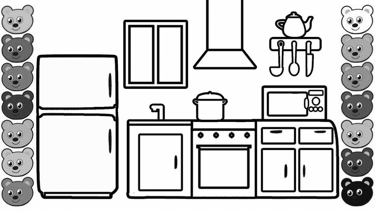Кухня раскраска для детей распечатать Раскраски Токо боко мебель (39 шт.) - скачать или распечатать бесплатно #14792