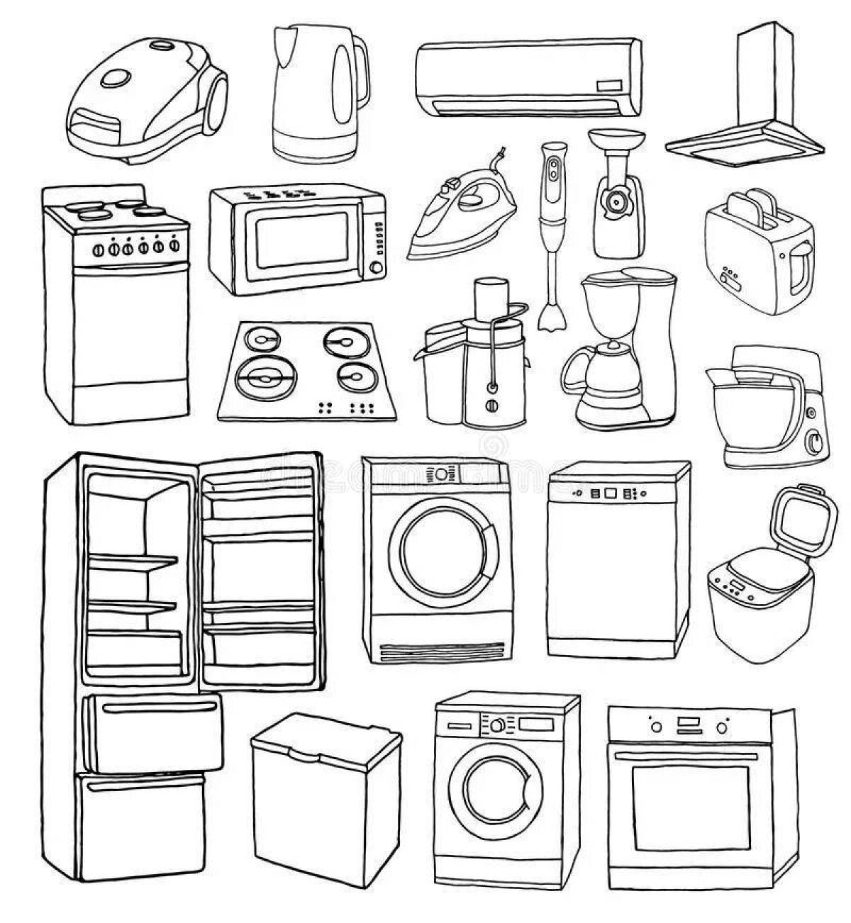 Fun coloring pages for household appliances for kids