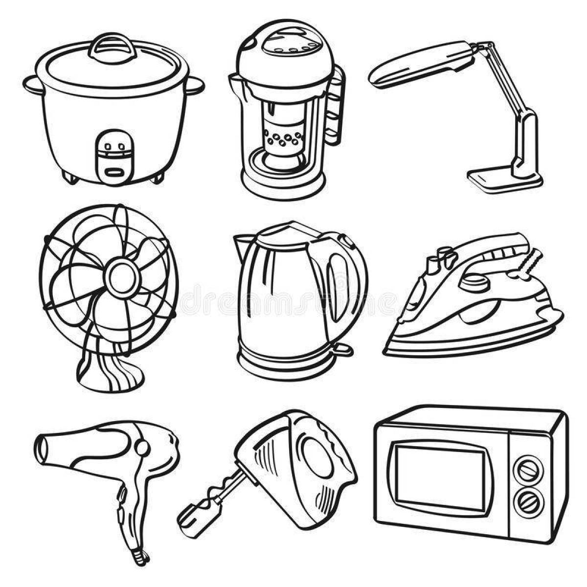Radiant coloring page home appliances for teenagers