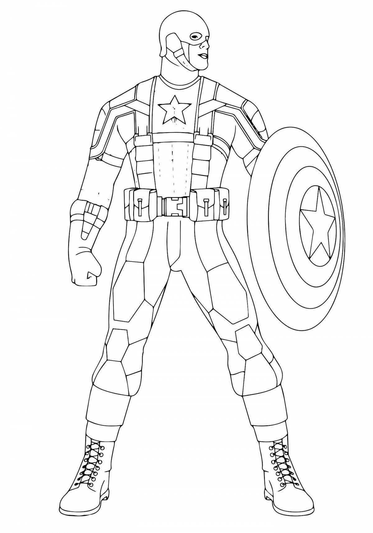 Colourful captain america coloring book for kids