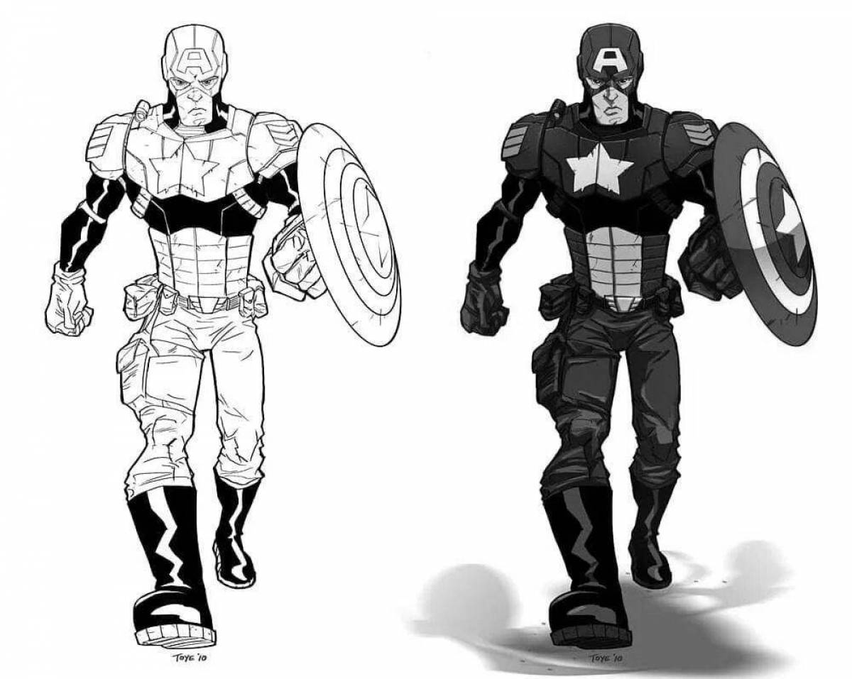 Joyful captain america coloring pages for kids