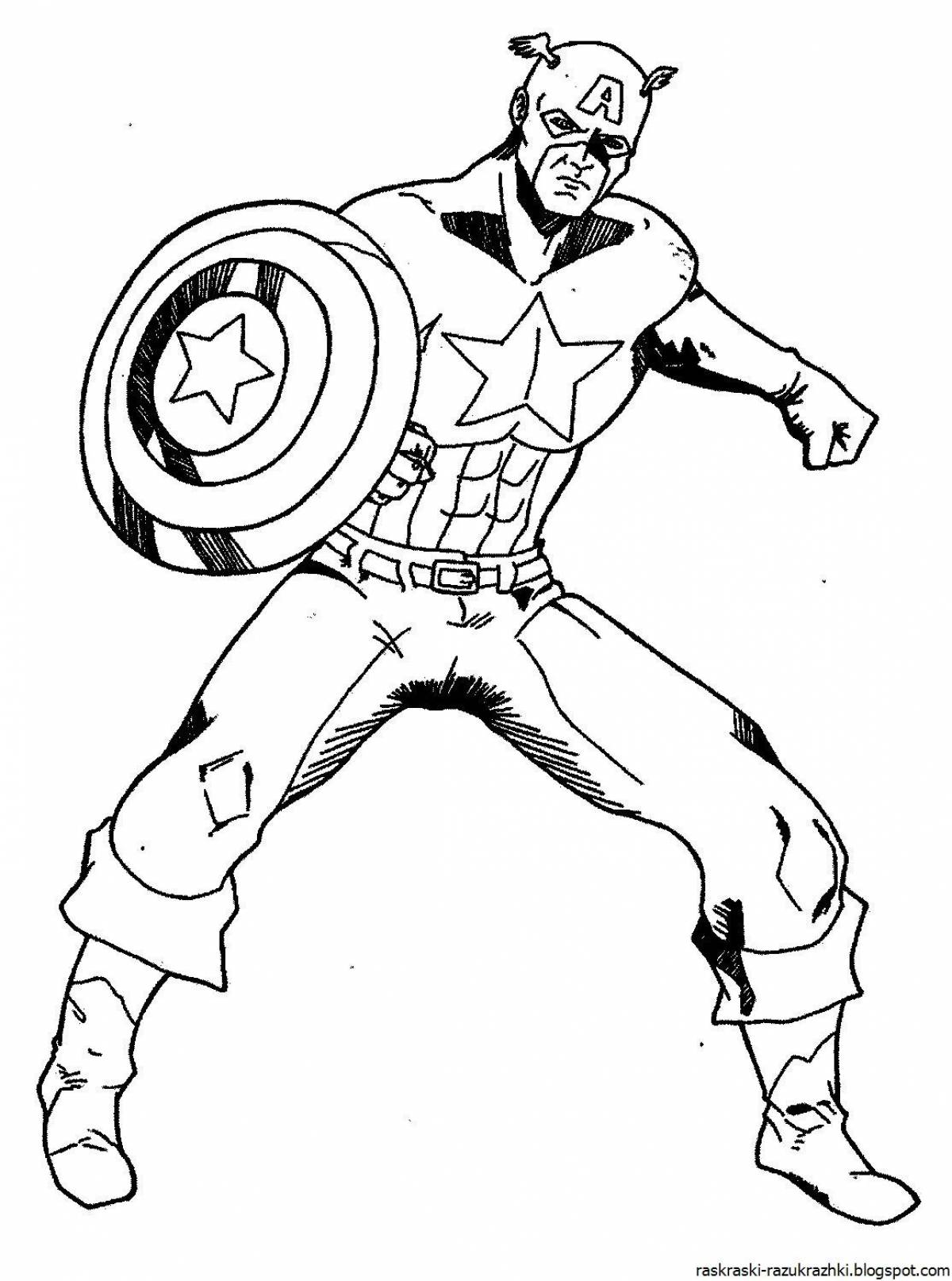 Adorable Captain America coloring book for kids