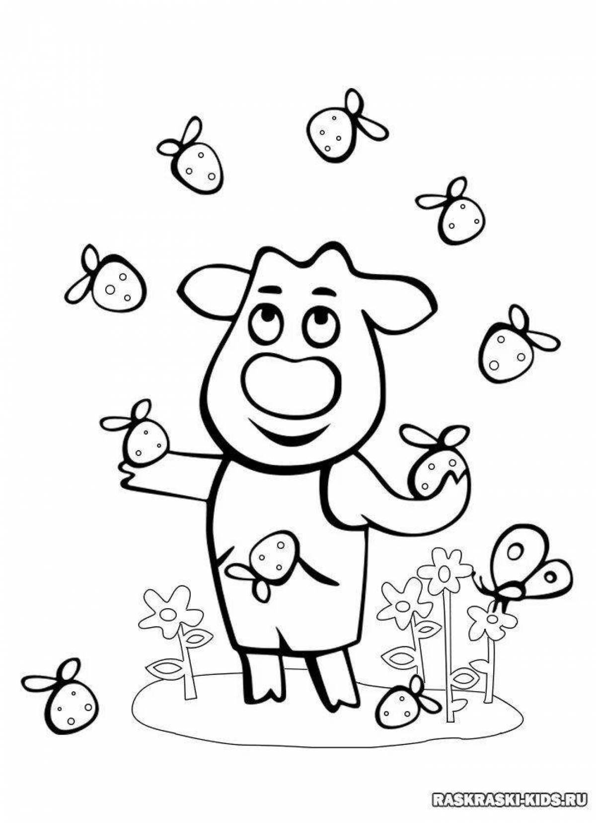 A bright orange cow coloring pages for kids