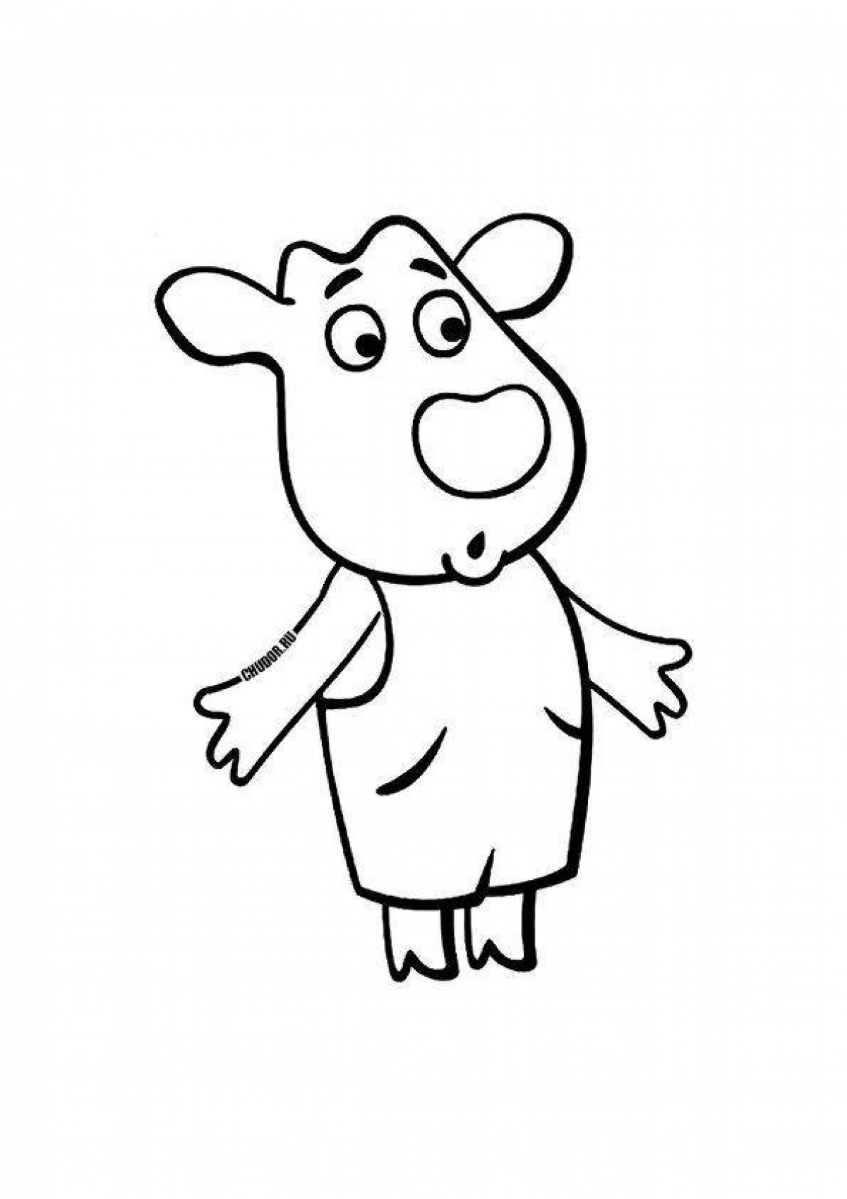 Adorable orange cow coloring book for kids