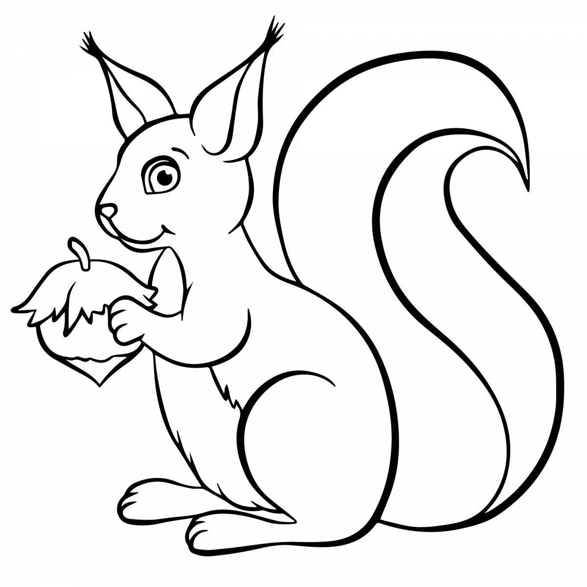 Charming squirrel coloring book for 3-4 year olds