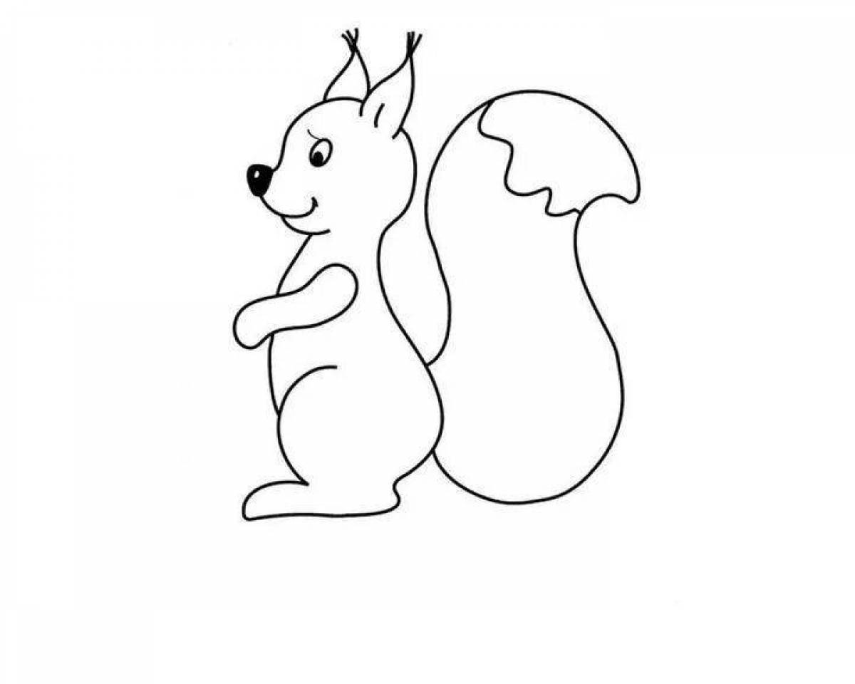 Bright squirrel coloring book for children 3-4 years old