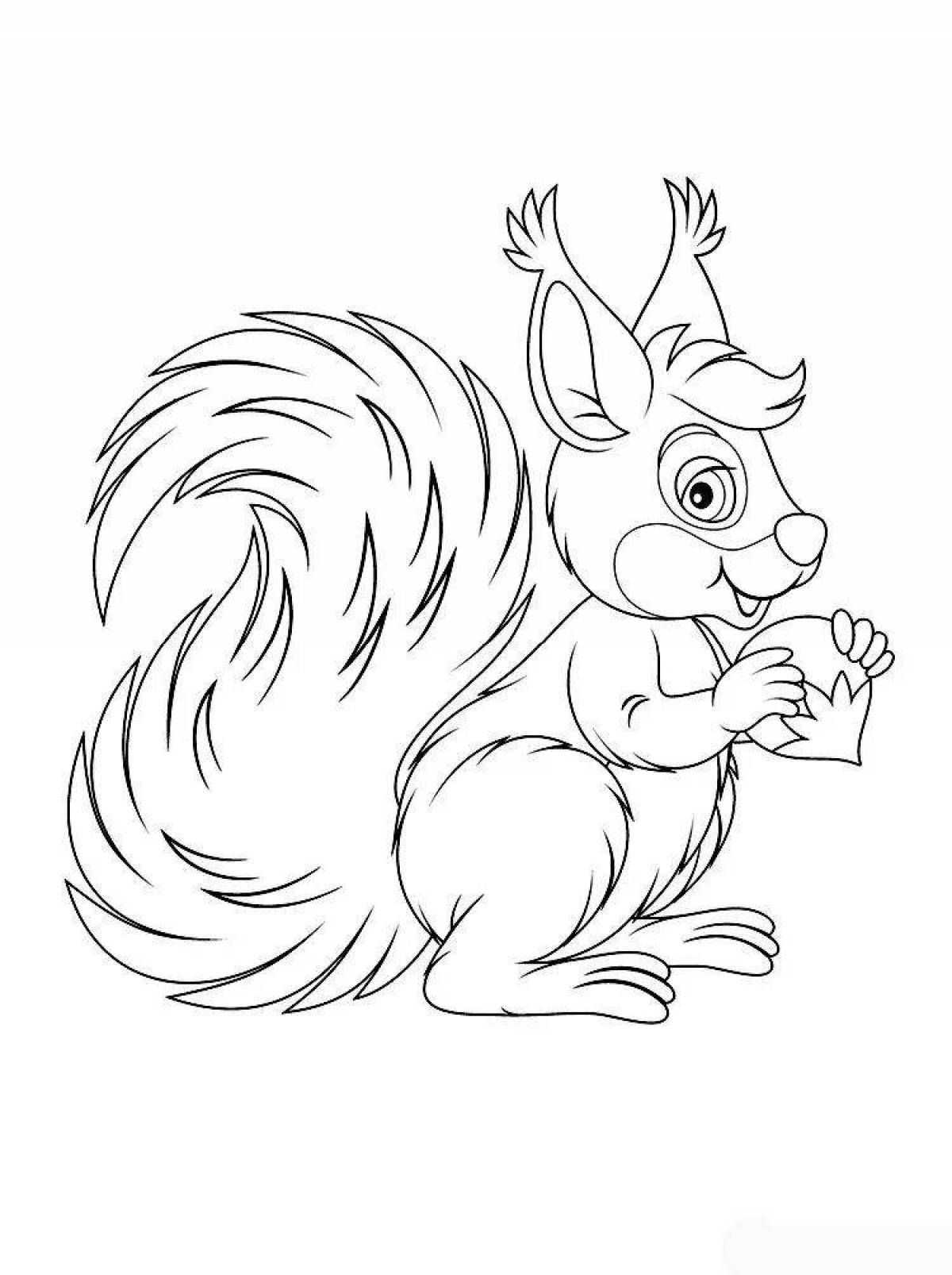Colourful coloring squirrel for children 3-4 years old