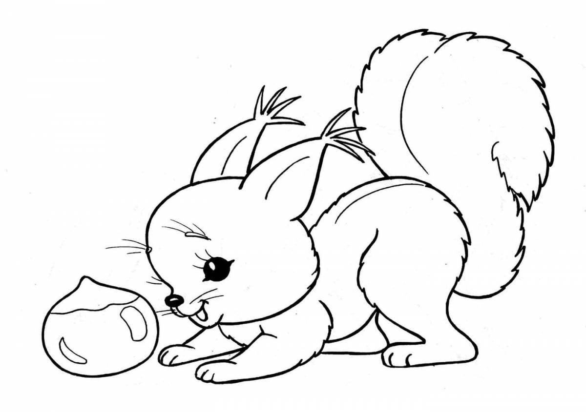 Cute squirrel coloring book for 3-4 year olds