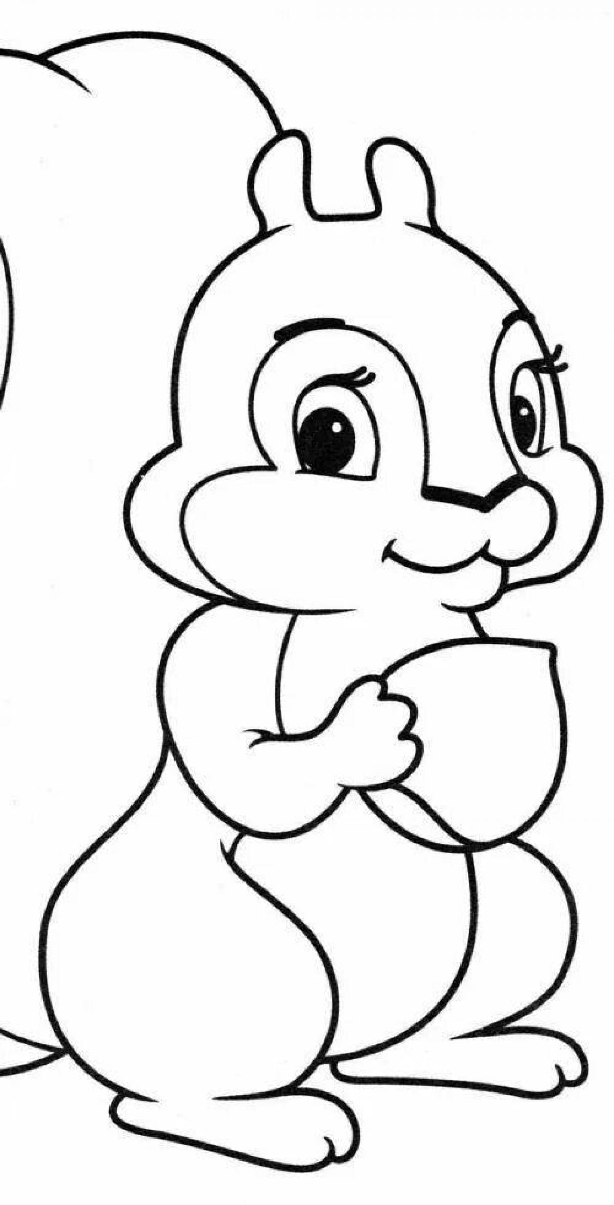 Animated squirrel coloring book for 3-4 year olds